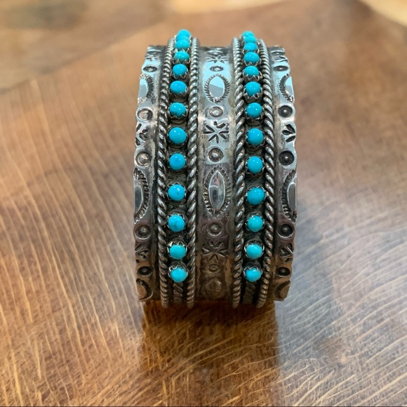 Native American Turquoise and Sterling Silver Cuff Bracelet - Picture 12 of 12